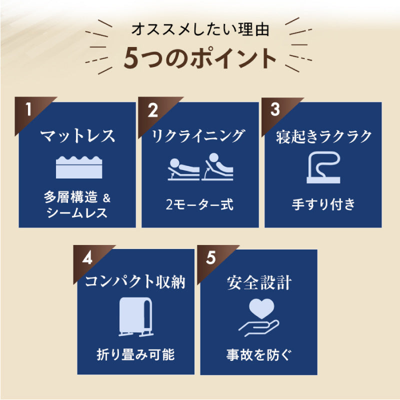 収納式 プレミアムベッド 電動WFリクライニング（2モーター） AX-BE735