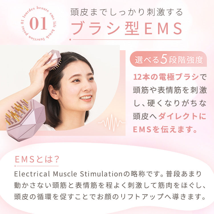 《匿名配送》頭皮リフトアップブラシ EMS機能付 ホワイト